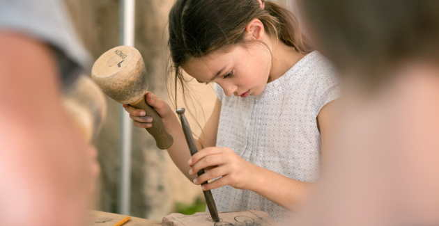 Atelier tout public : Taille de pierre à la Seigneurie, Andlau