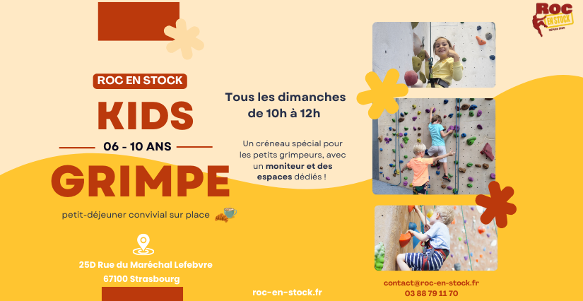 NOUVEAU ! Kids grimpe du dimanche matin chez ROC EN STOCK à Strasbourg - Meinau